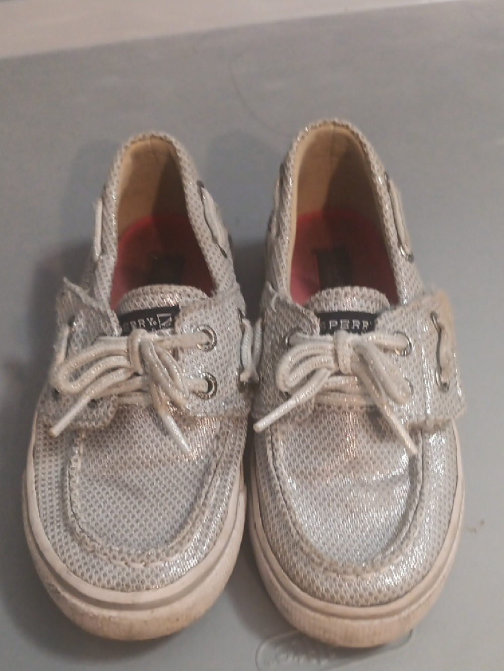 Sperry Kids Silver Glitter Boat Shoes